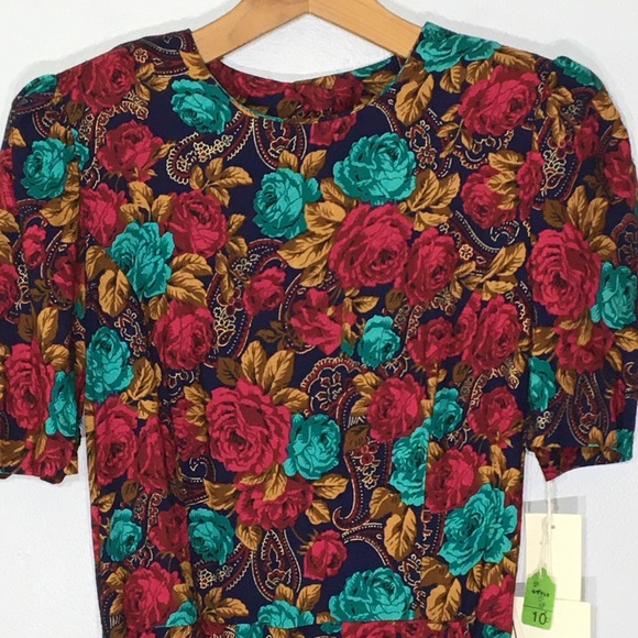 Vintage NWT 90s Dark Cottagecore Floral Dress Belt - Picture 5 of 16